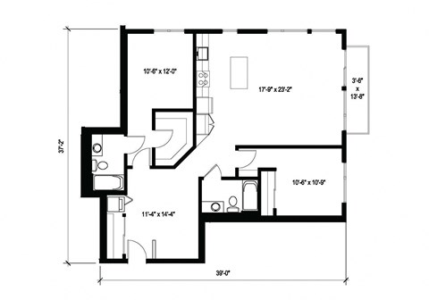 Stack House Apartments in Seattle, Washington 2x2 Floor Plan